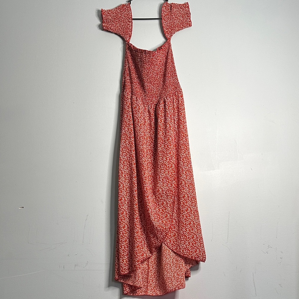 SHEIN Red Backless Floral Dress